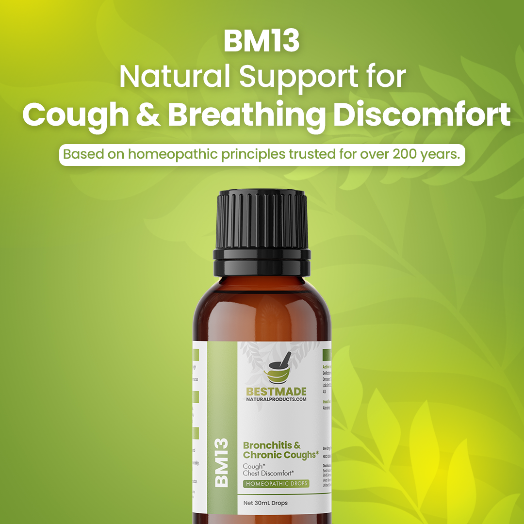 Bronchitis &amp; Chronic Cough Support (BM13) - Acute &amp; Chronic Cough, Whooping Cough, Chest Discomfort  | Homeopathic Combination Remedy, Non-Toxic, Natural, 30 mL Drops