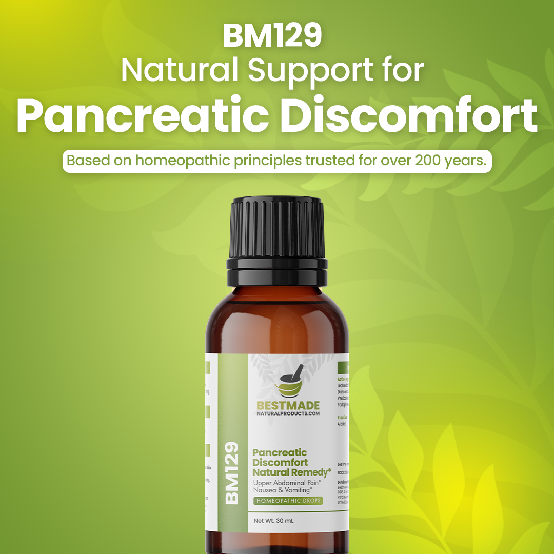 Pancreatic Problems Support (BM129) - Abdominal Pain &amp; Discomfort, Nausea, Vomiting | Homeopathic Combination Remedy, Non-Toxic, Natural, 30 mL Drops