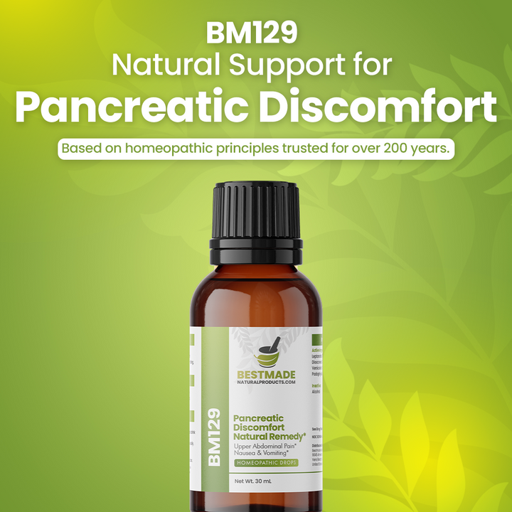Pancreatic Problems Support (BM129) - Abdominal Pain &amp; Discomfort, Nausea, Vomiting | Homeopathic Combination Remedy, Non-Toxic, Natural, 30 mL Drops