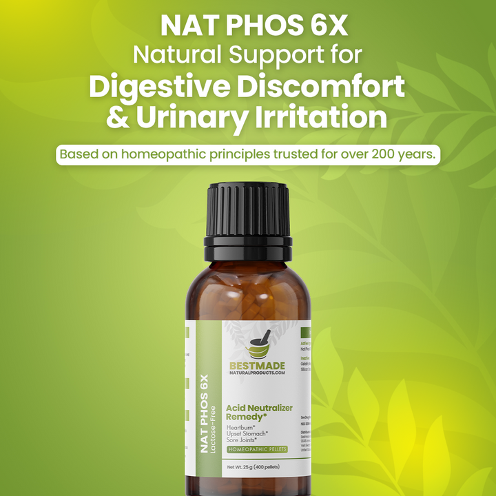 Nat Phos 6x (Natrum Phosphoricum) Vegan &amp; Lactose-free Cell Salt - Acid Neutralizer Remedy | 400 Pellets