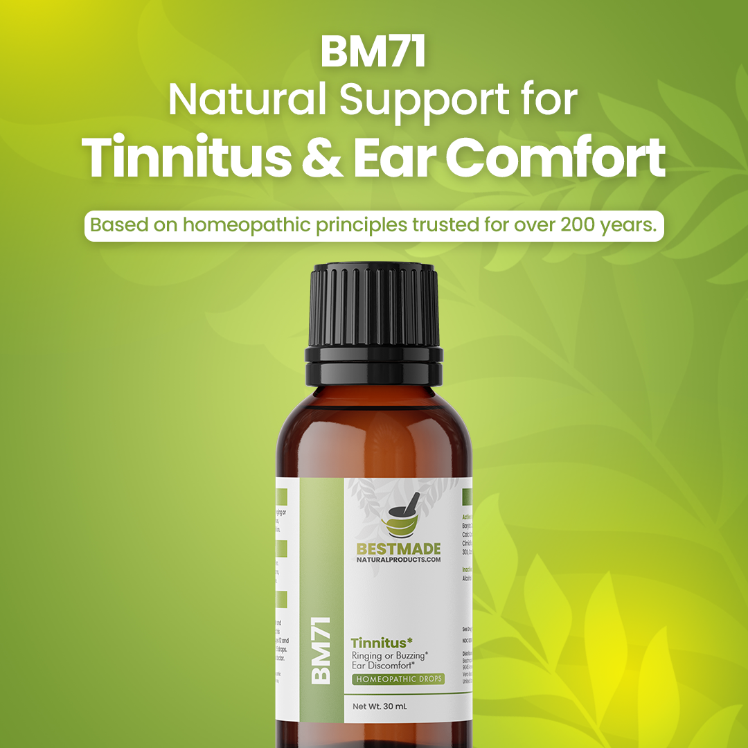 Tinnitus Relief (BM71) - Inner Ear Ringing, Buzzing, Hissing, Whistling | Homeopathic Combination Remedy, Non-Toxic, Natural, 30 mL Drops