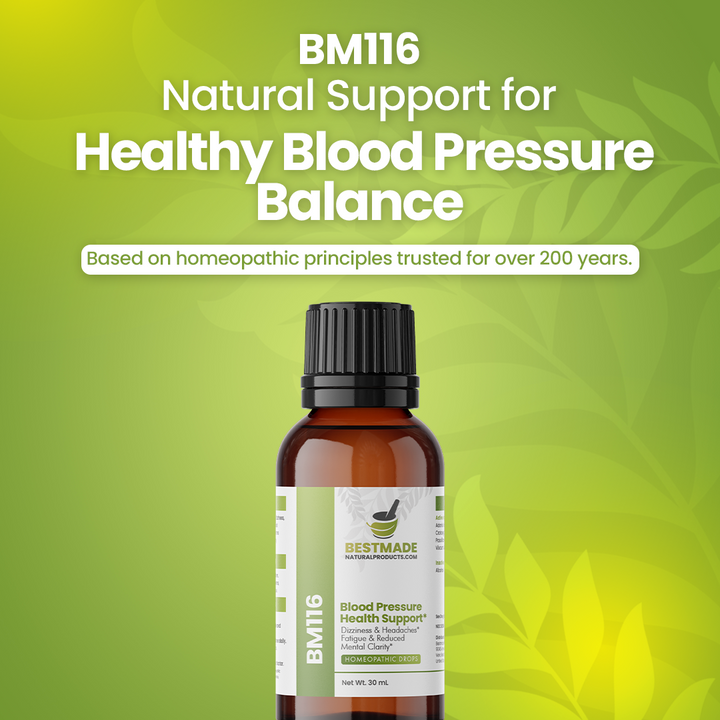 Blood Pressure Stabilization Support (BM116) - Blurred Vision, Dizziness, Headache | Homeopathic Combination Remedy, Non-Toxic, Natural, 30 mL Drops