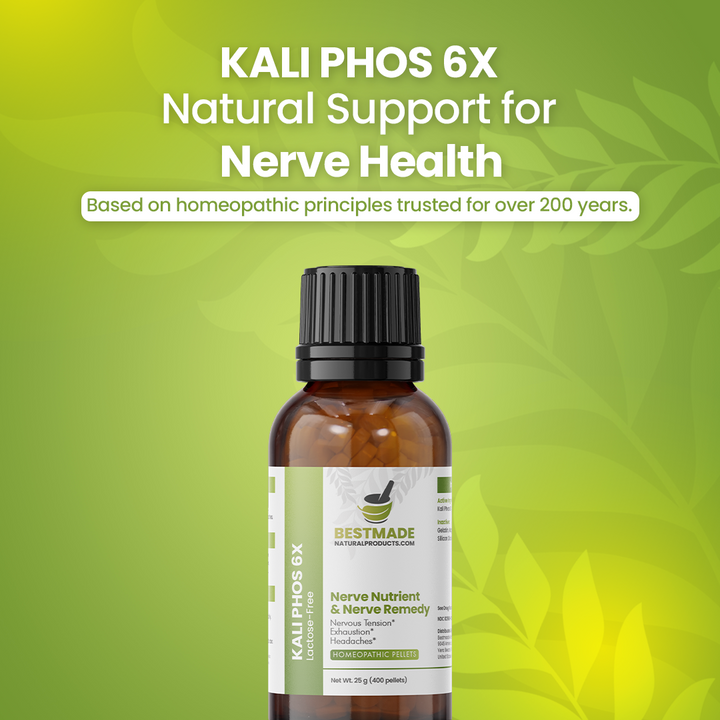 Kali Phos 6x (Kalium Phosphoricum) Vegan &amp; Lactose-free Cell Salt - Nerve Nutrient &amp; Nerve Remedy | 350 Pellets