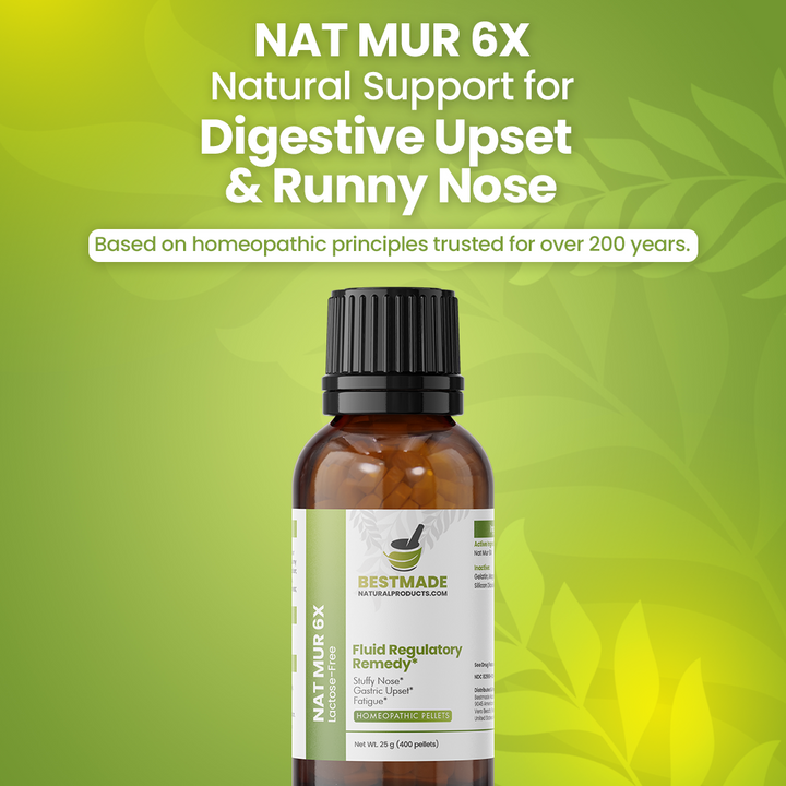 Nat Mur 6x (Natrum Muriaticum) Vegan &amp; Lactose-free Cell Salt - Fluid Regulation Remedy | 400 Pellets