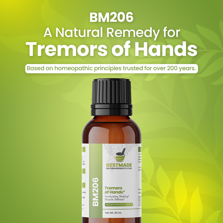Tremors of Hands Support (BM206) - For Tremor Support, Hand Tremors from Aging, Tiredness, Stress, Muscle Rigidity & Slowed Movement | Homeopathic Combination Remedy, Non-Toxic, Natural, 30 mL Drops