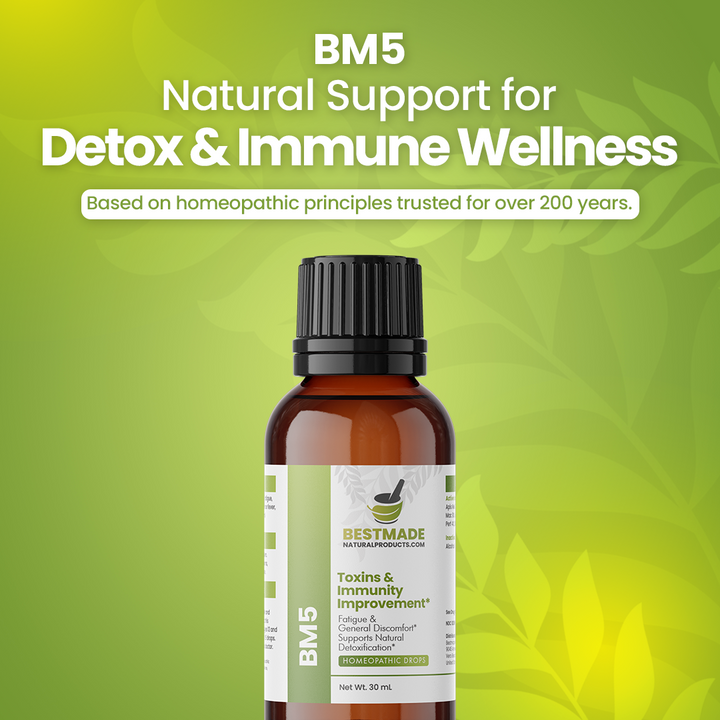 Toxins &amp; Immunity Improvement Support (BM5) - Detox from Toxins, Pollutants &amp; Chemicals, Promotes Kidney &amp; Liver Health | Homeopathic Combination Remedy, Non-Toxic, Natural, 30 mL Drops