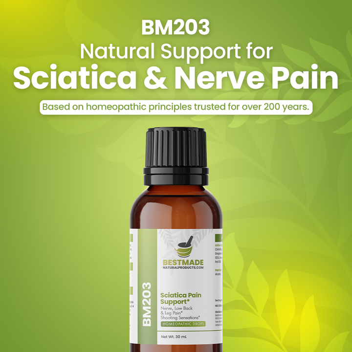 Sciatica Pain Support (BM203) - Nerve, Low Back &amp; Leg Pain | Homeopathic Combination Remedy, Non-Toxic, Natural, 30 mL Drops