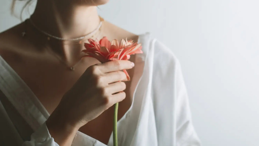 Woman holding flower