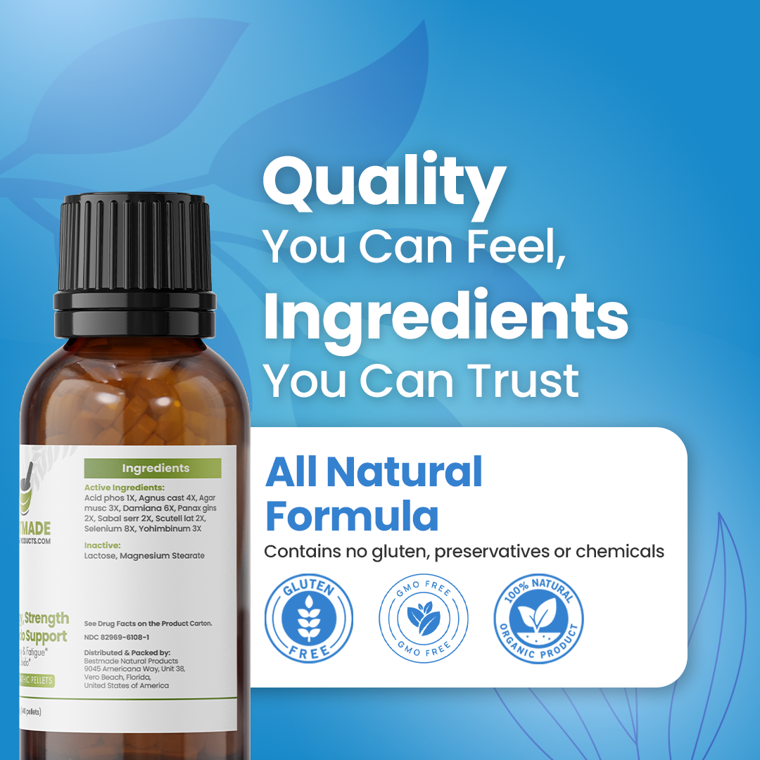 Testosterone Booster for Men - Support for Muscle Mass, Libido & Energy | Homeopathic, Non-Toxic, Natural 140 Pellets