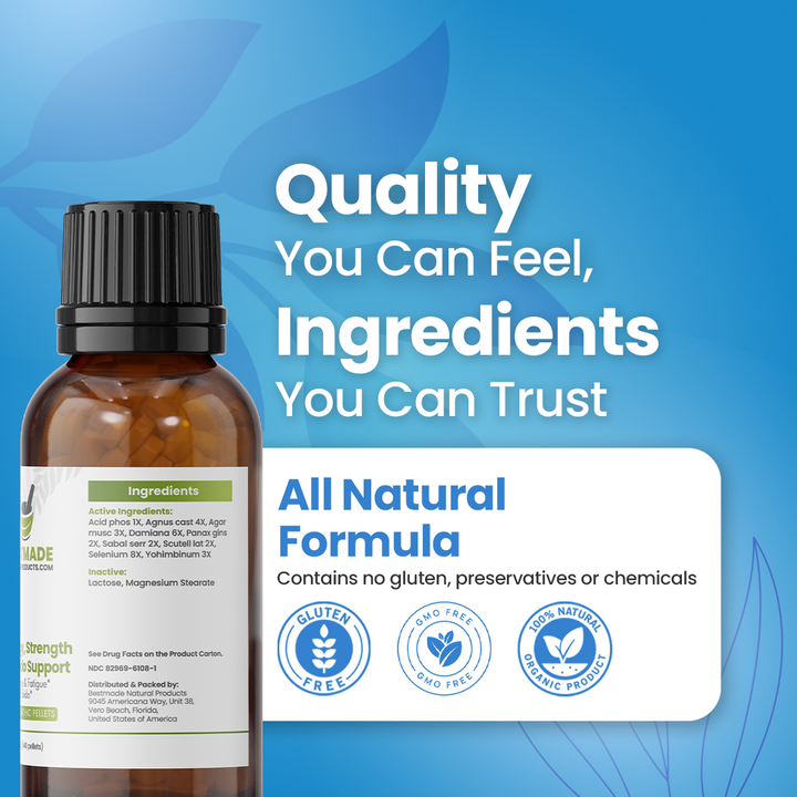 Testosterone Booster for Men - Support for Muscle Mass, Libido & Energy | Homeopathic, Non-Toxic, Natural 140 Pellets