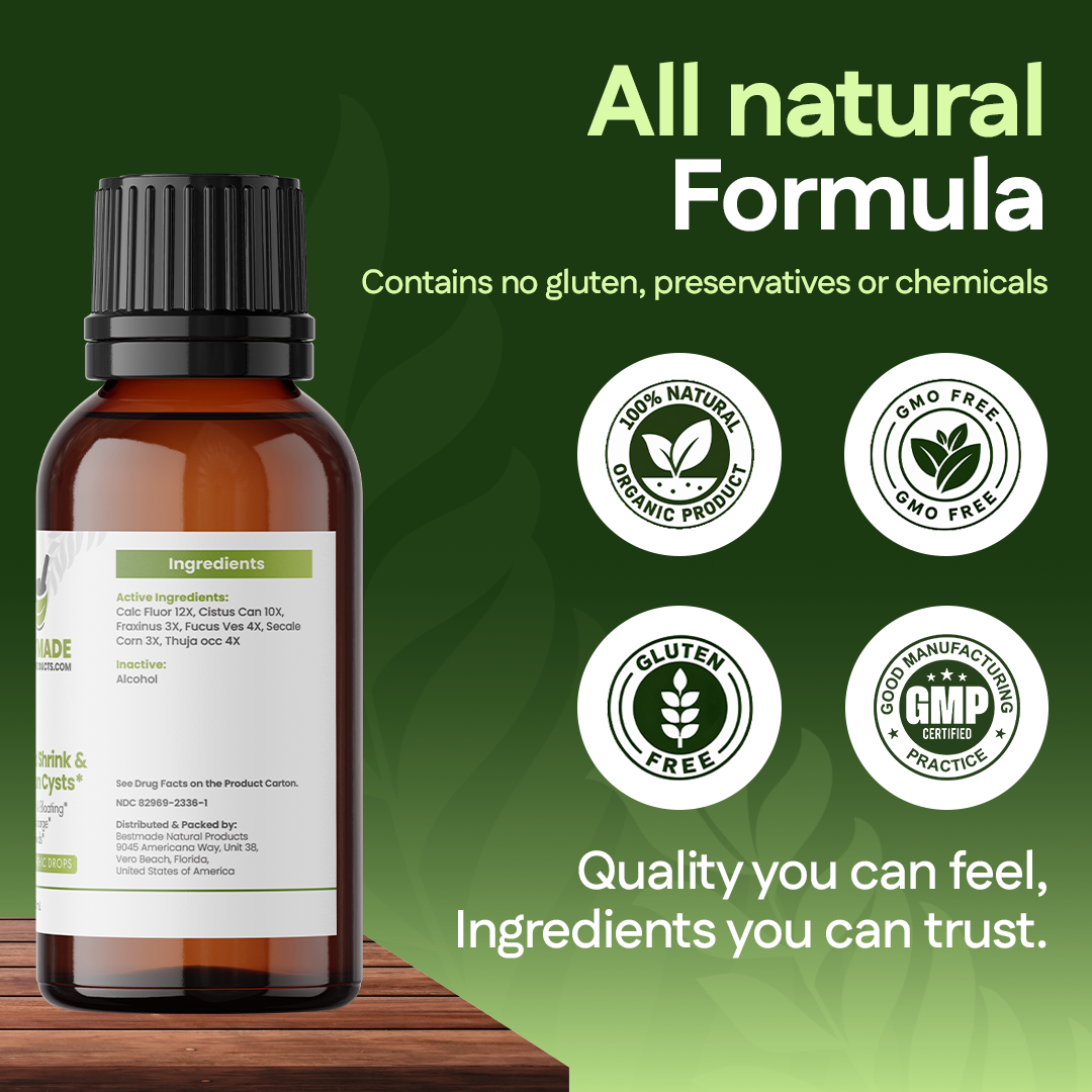 Fibroid Shrink & Ovarian Cysts Remedy (BM36) - Balance Estrogen Levels and Prevent Regrowth, Support for Menstrual Pain and Painful Intercourse | Homeopathic Combination Formula, 30mL Drops