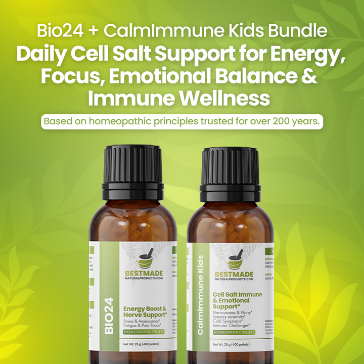 BIO24 + CalmImmune Kids Bundle - Daily Cell Salt Support for Energy, Focus, Calm &amp; Immune Wellness