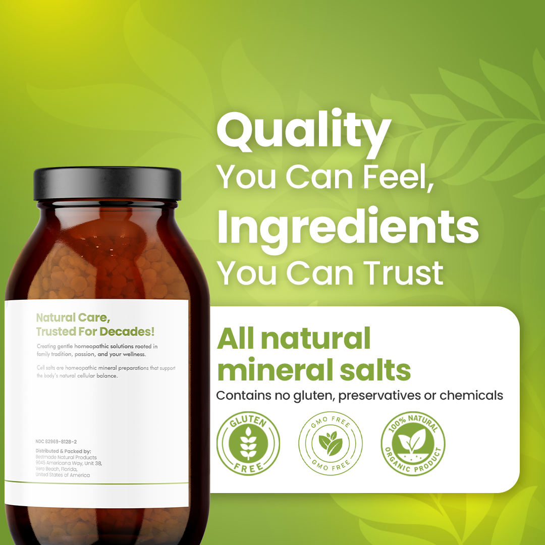 Total Tissue Cell Salt Mineral Combination, BIO28 Vegan &amp; Lactose-Free - Helps Body Absorb Nutrients, Increases Energy Levels, Improves Sleep Patterns, and Restores Vitality | Pellets, Big Jar