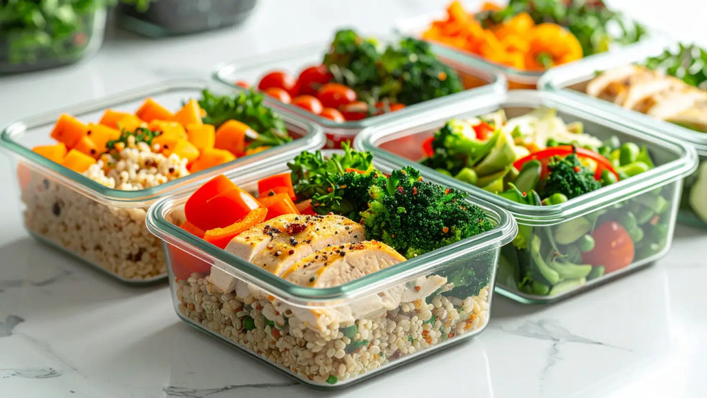 Healthy, light meals in containers