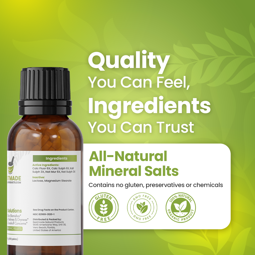 Hair, Skin &amp; Nails Solutions BIO20 - Cell Salt Combination for Clear Skin, Acne &amp; Anti-Aging, Healthy Hair &amp; Nail Strength