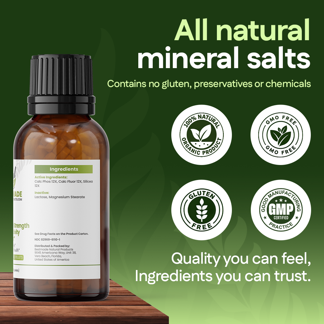 Tooth Remineralization Support - Cell Salt Combination to Reduce Sensitivity, Protect Enamel & Strengthen Teeth | Homeopathic, Non-Toxic, Natural, 400 Pellets