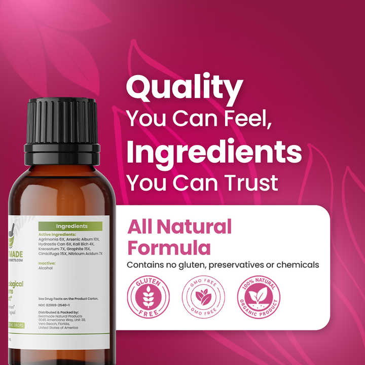 Gynecological Infections Support (BM240) - Menstrual Disorders, Cervical Inflammation | Homeopathic Combination Formula, Non-Toxic, Natural, 30 mL Drops