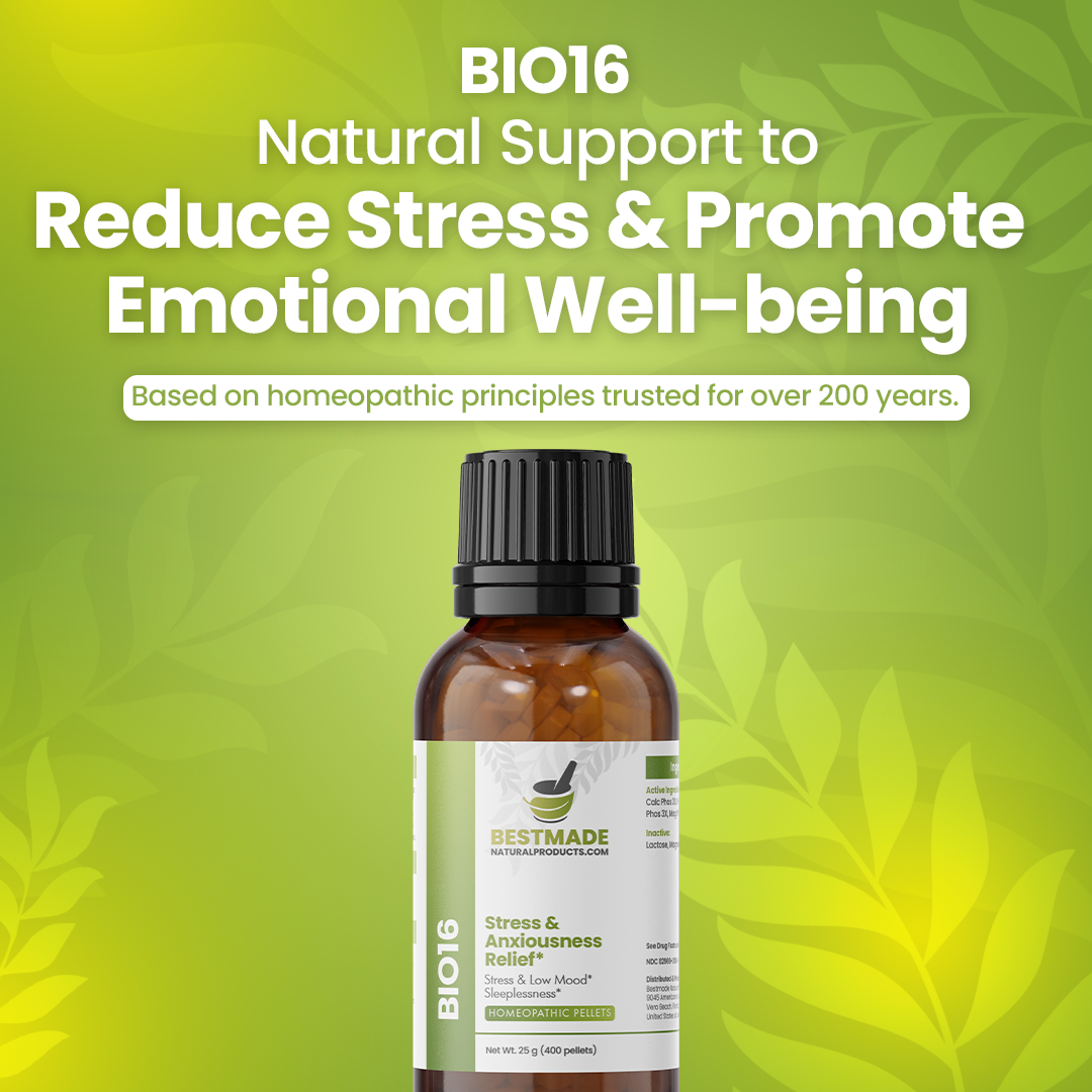 Stress &amp; Anxiousness Relief BIO16 - Cell Salt Combination for Anxiety, Low Mood &amp; Emotional Balance | 350 Pellets