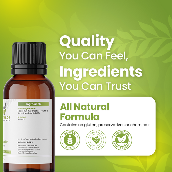 Tratamento De Boil &amp; Carúnculo BM182, 30mL, Tratamento Natural de Força máxima, Drops Antibacterianos que ajudam a combater Staphylococcus Aureus &amp; Remover Boils