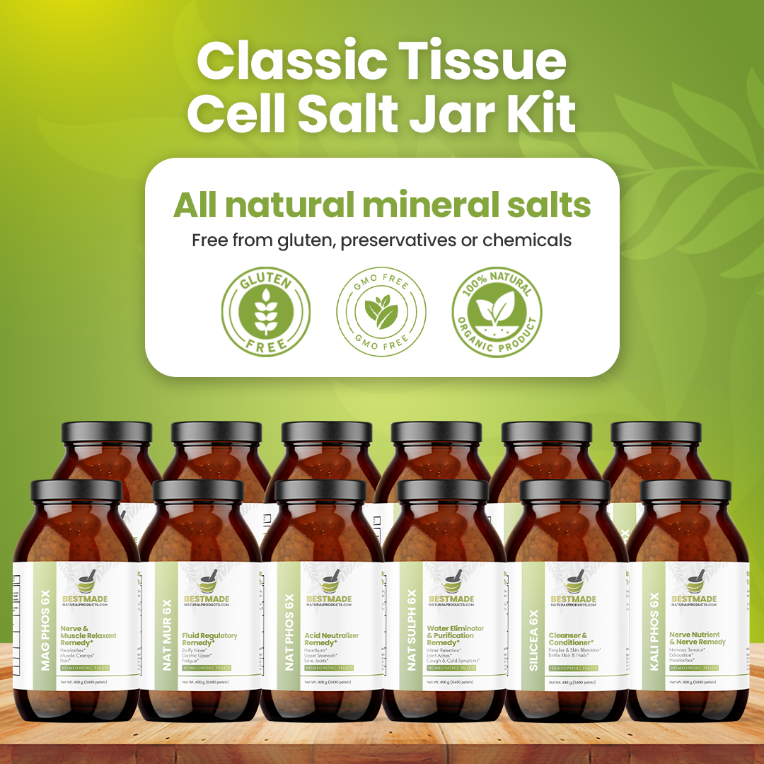 Classic Tissue Cell Salt Kit - All 12 Schussler Cell Salts, Boosts The Immune System, Provides Vital Cellular Nutrition, Easy to Use Remedy Chart | 12 Premium Jars, Extra Large Kit