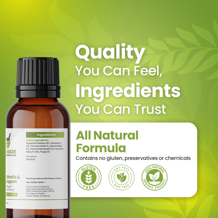 Sinus Pain, Rhinitis and Polyp Support (BM100) - Nasal Discomfort, Runny Nose, Sneezing, Itching, Seasonal Allergies | Homeopathic Combination Remedy, Non-Toxic, Natural, 30mL Drops