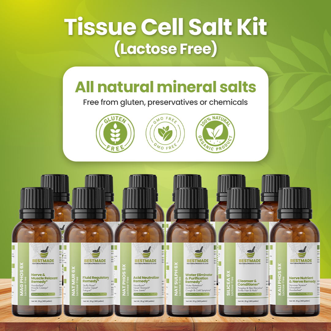 Tissue Cell Salt Kit, Lactose-free - All 12 Schussler Cell Salts, Boosts The Immune System, Provides Vital Cellular Nutrition, Easy to Use Remedy Chart | 12 Premium Bottles
