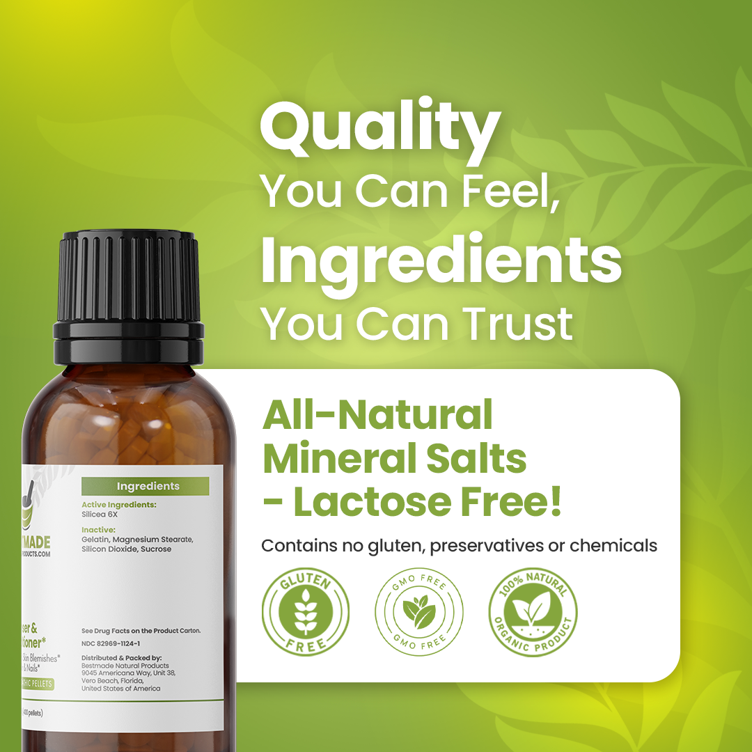 Silicea 6x Vegan &amp; Lactose-free Cell Salt - Hair, Skin &amp; Nail Nutrient Remedy, Natural Cleanser &amp; Conditioner