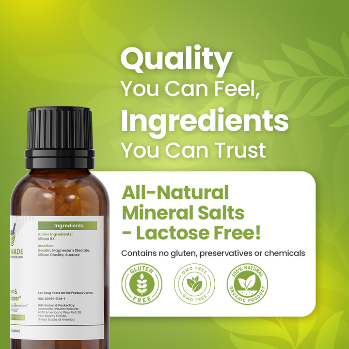 Silicea 6x Vegan &amp; Lactose-free Cell Salt - Hair, Skin &amp; Nail Nutrient Remedy, Natural Cleanser &amp; Conditioner