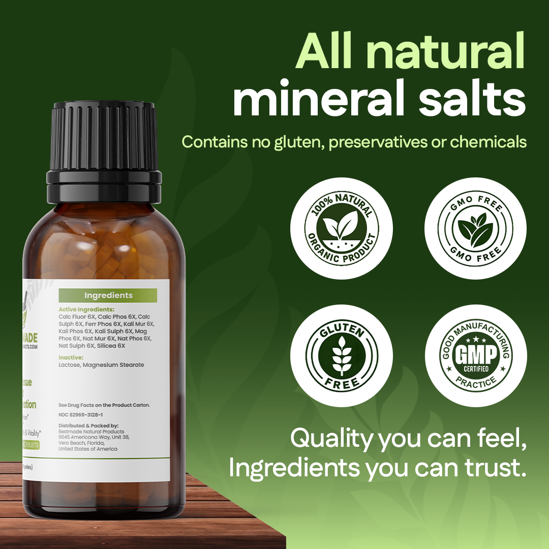 Total Tissue Cell Salt Mineral Combination BIO28 - Helps Your Body Absorb and Use Nutrients, Increases Energy Levels, Helps Improve Sleep Patterns, Overall Health and Vitality |400 Pellets