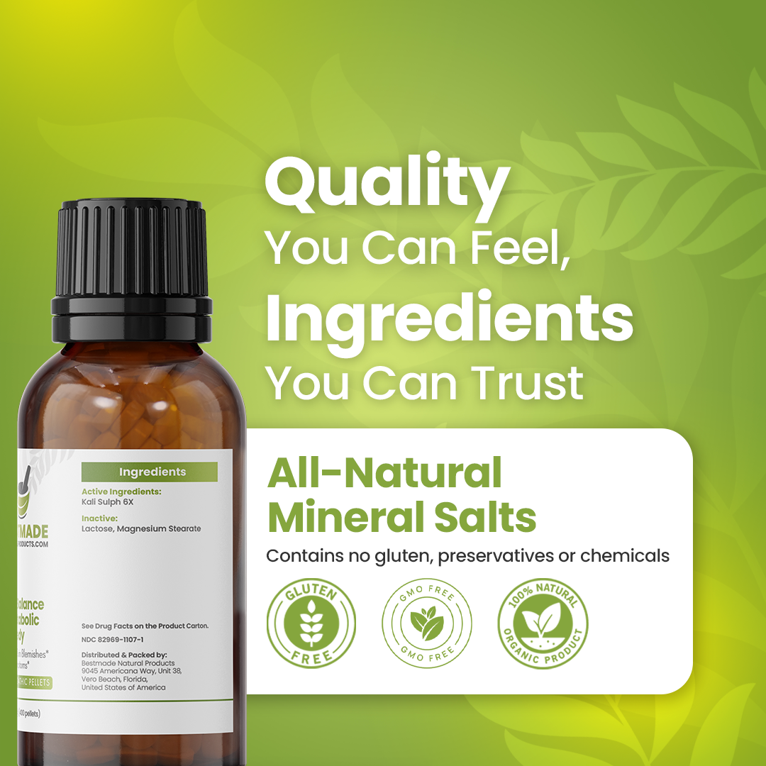 Kali Sulph 6x (Kalium Sulphuricum) Cell Salt - Skin Balance &amp; Metabolic Remedy