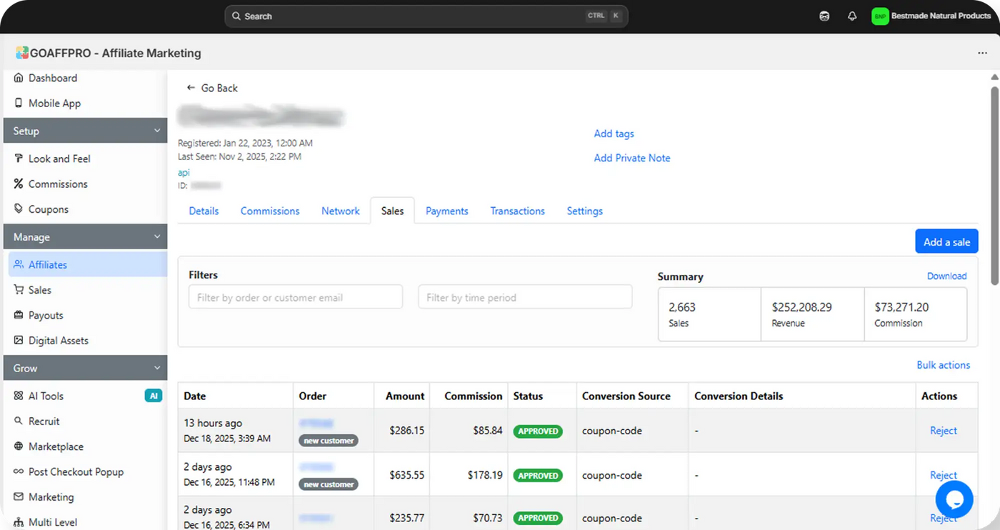Affiliate dashboard screenshot 3