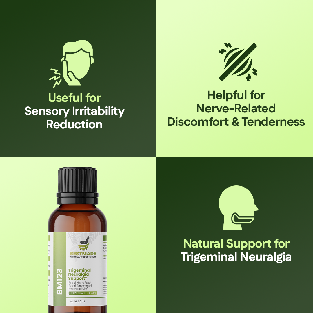 Trigeminal Neuralgia Remedy (BM123) - Facial Nerve Pain & Sharp, Stabbing Nerve Sensations | Homeopathic Combination Formula, Non-Toxic, Natural, 30 mL Drops