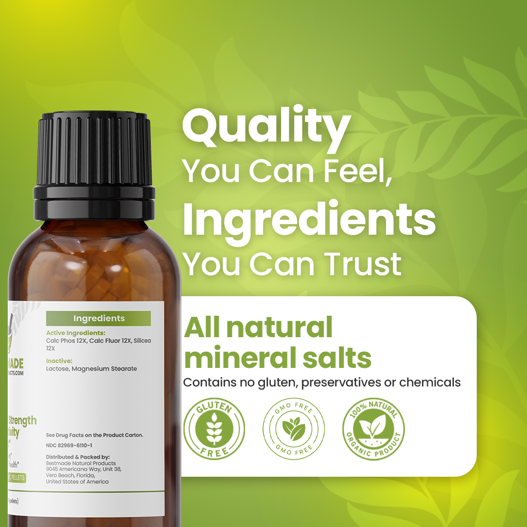 Tooth Remineralization Support - Cell Salt Combination to Reduce Sensitivity, Protect Enamel & Strengthen Teeth | Homeopathic, Non-Toxic, Natural, 400 Pellets