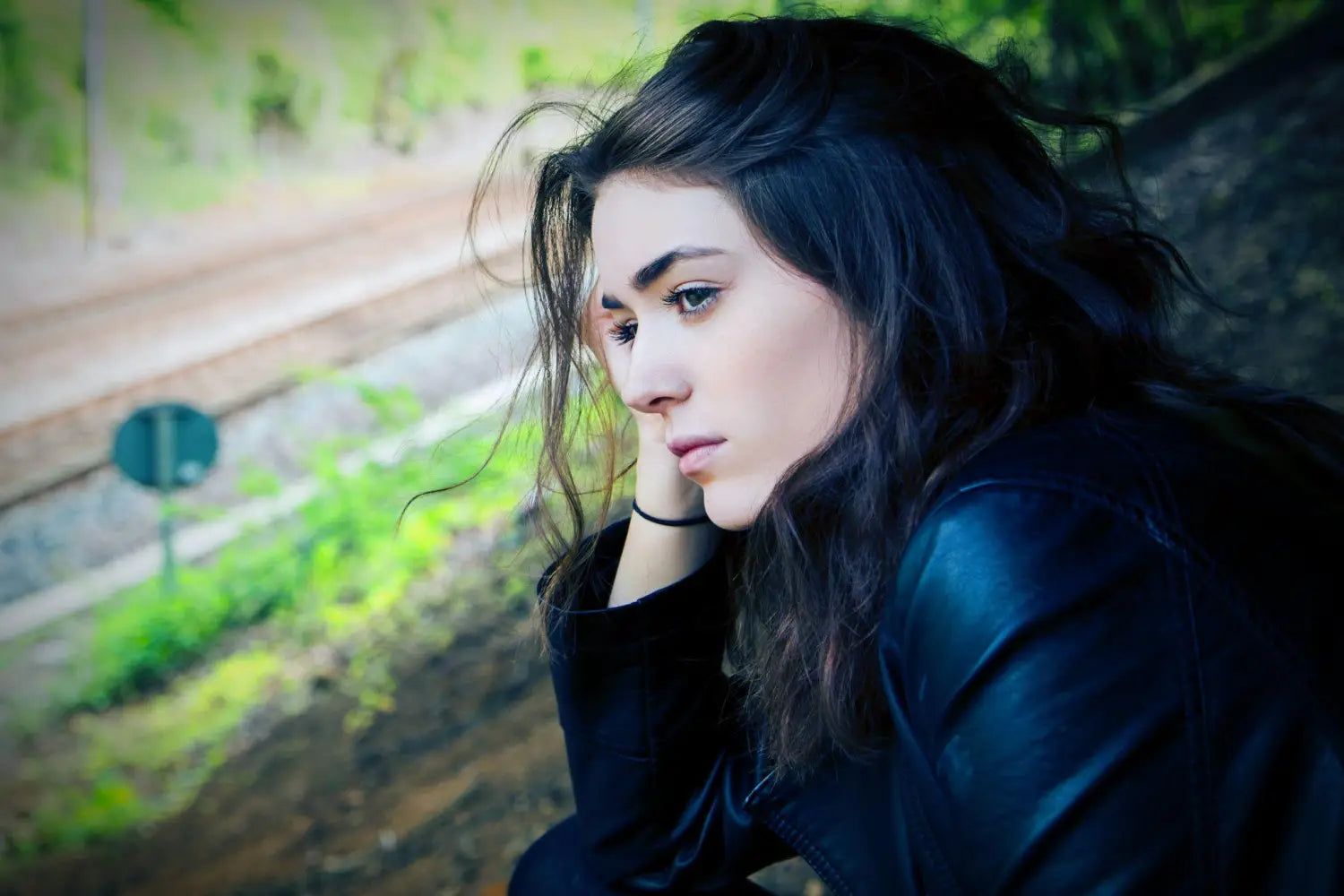 woman looking at landscape.