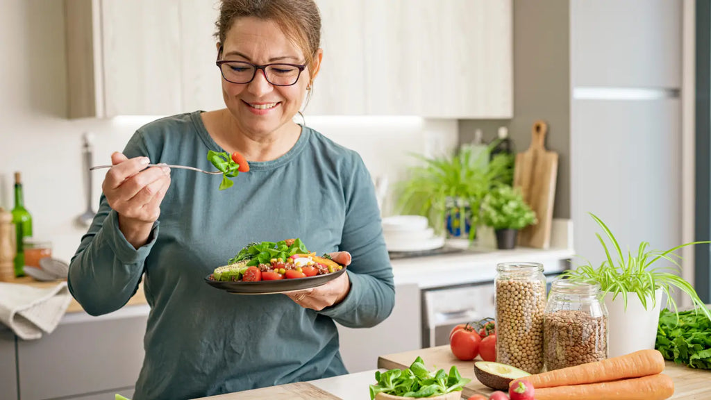Woman eating healthy meal