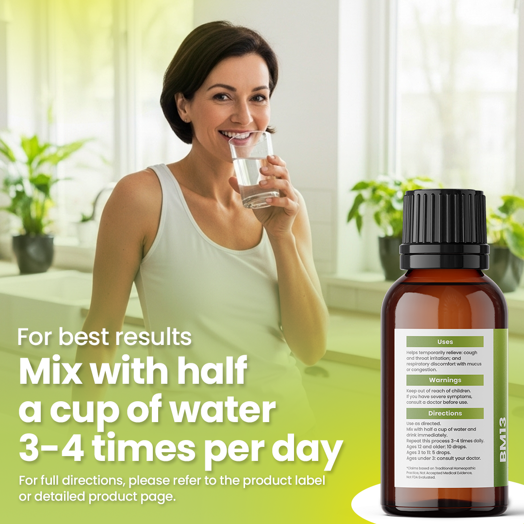 Bronchitis &amp; Chronic Cough Support (BM13) - Acute &amp; Chronic Cough, Whooping Cough, Chest Discomfort  | Homeopathic Combination Remedy, Non-Toxic, Natural, 30 mL Drops