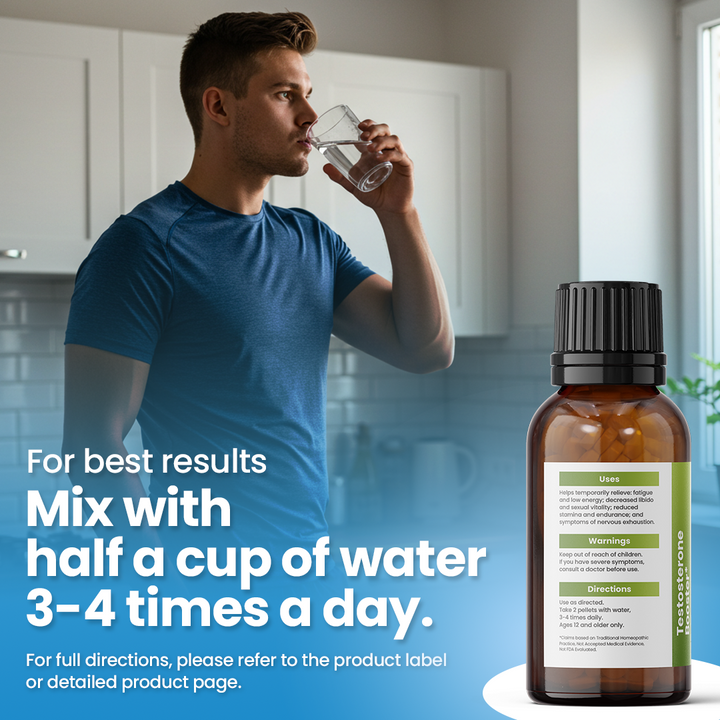 Testosterone Booster for Men - Support for Muscle Mass, Libido & Energy | Homeopathic, Non-Toxic, Natural 140 Pellets