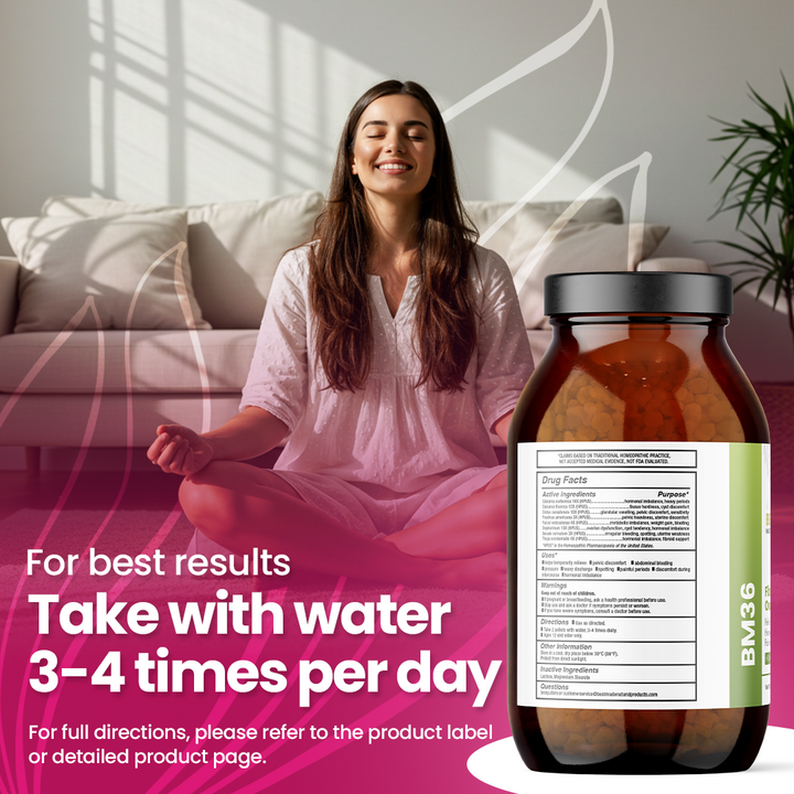 Fibroid Shrink &amp; Ovarian Cysts Remedy (BM36) - Balance Estrogen Levels and Prevent Regrowth, Support for Menstrual Pain and Painful Intercourse | Homeopathic Combination Formula, 2230 Pellets (Big Jar)