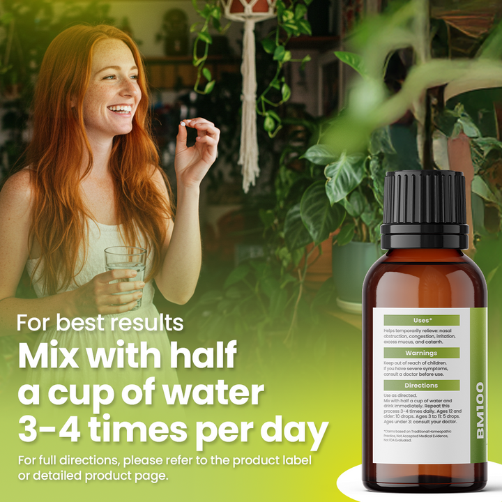 Sinus Pain, Rhinitis and Polyp Support (BM100) - Nasal Discomfort, Runny Nose, Sneezing, Itching, Seasonal Allergies | Homeopathic Combination Remedy, Non-Toxic, Natural, 30mL Drops