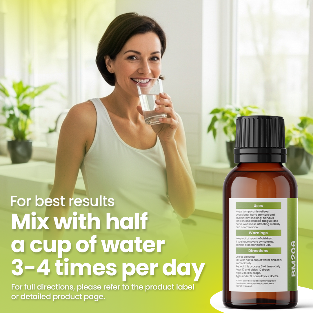 Tremors of Hands Support (BM206) - For Tremor Support, Hand Tremors from Aging, Tiredness, Stress, Muscle Rigidity & Slowed Movement | Homeopathic Combination Remedy, Non-Toxic, Natural, 30 mL Drops