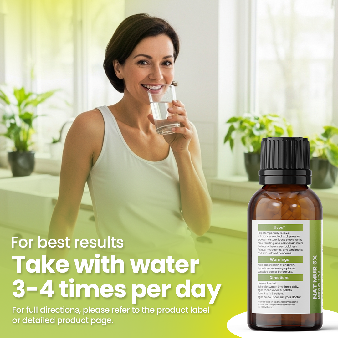 Nat Mur 6x (Natrum Muriaticum) Vegan &amp; Lactose-free Cell Salt - Fluid Regulation Remedy | 400 Pellets