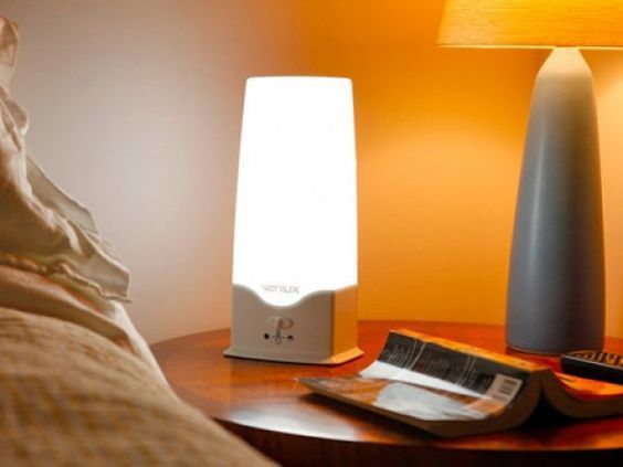 Light machine on bedside table.