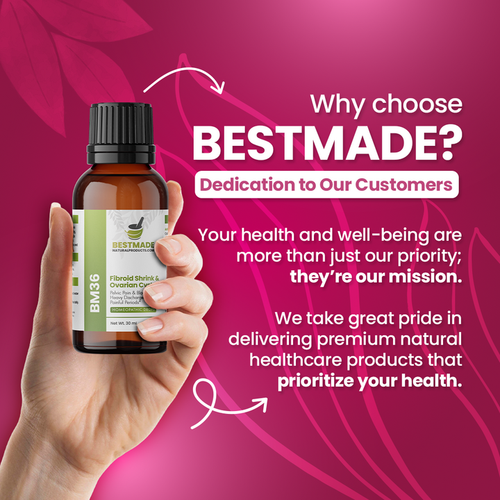 Fibroid Shrink &amp; Ovarian Cysts Remedy (BM36) - Balance Estrogen Levels and Prevent Regrowth, Support for Menstrual Pain and Painful Intercourse | Homeopathic Combination Formula, 2 Bottles, 30mL Each