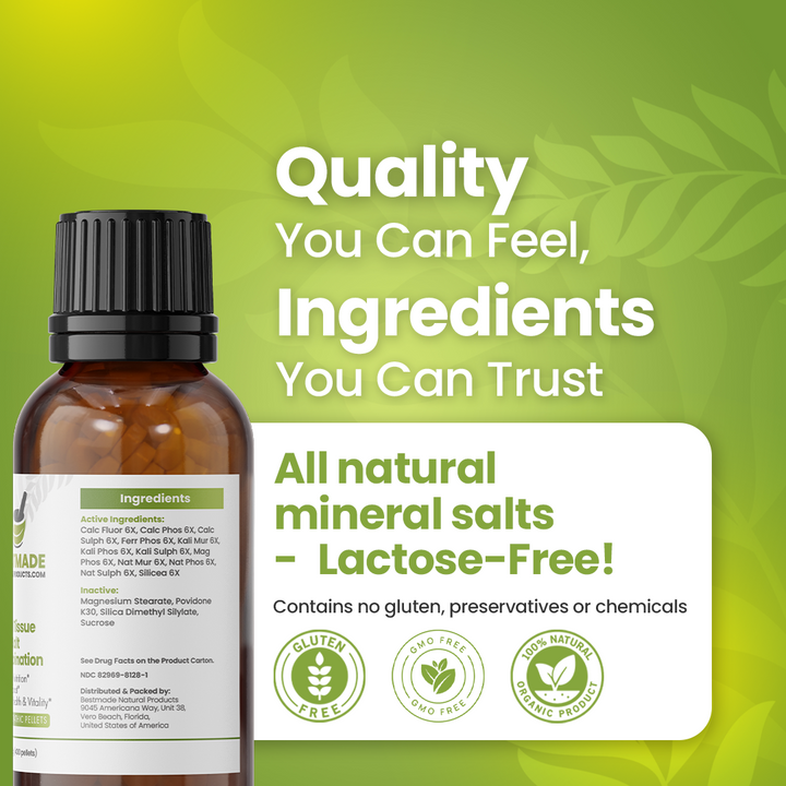 Total Tissue Cell Salt Mineral Combination, BIO28 Vegan &amp; Lactose-Free - Helps Body Absorb Nutrients, Increases Energy Levels, Improves Sleep Patterns, and Restores Vitality | 350 Pellets
