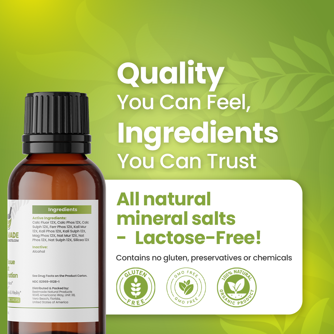 Total Tissue Cell Salt Mineral Combination BIO28 - Helps Your Body Absorb and Use Nutrients, Increase Energy Levels, Helps Improve Sleep Patterns, Overall Health and Vitality | 30 mL Drops
