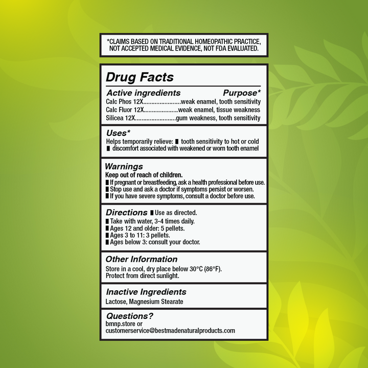 Tooth Remineralization Support - Cell Salt Combination to Reduce Sensitivity, Protect Enamel & Strengthen Teeth | Homeopathic, Non-Toxic, Natural, 400 Pellets