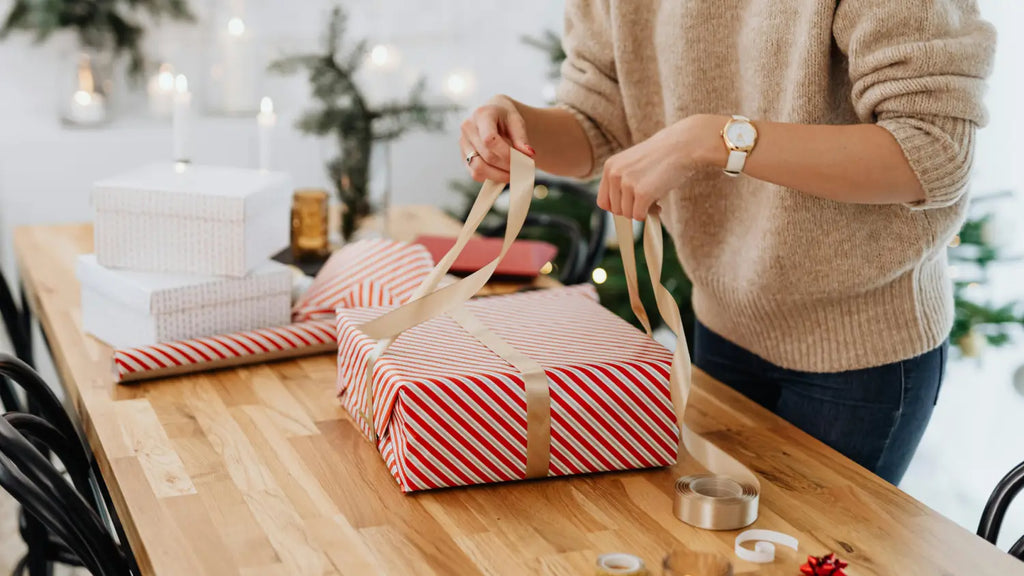 Woman wrapping gift