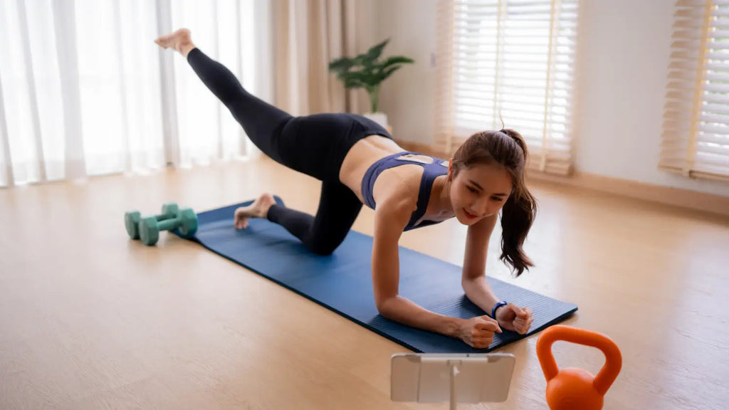 Woman working out at home