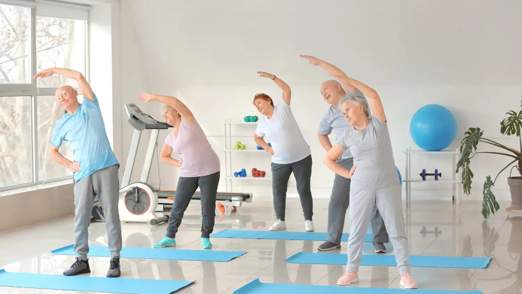 Senior exercise class at gym