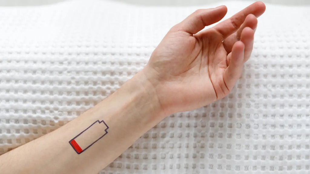 Wrist with illustration of low battery level